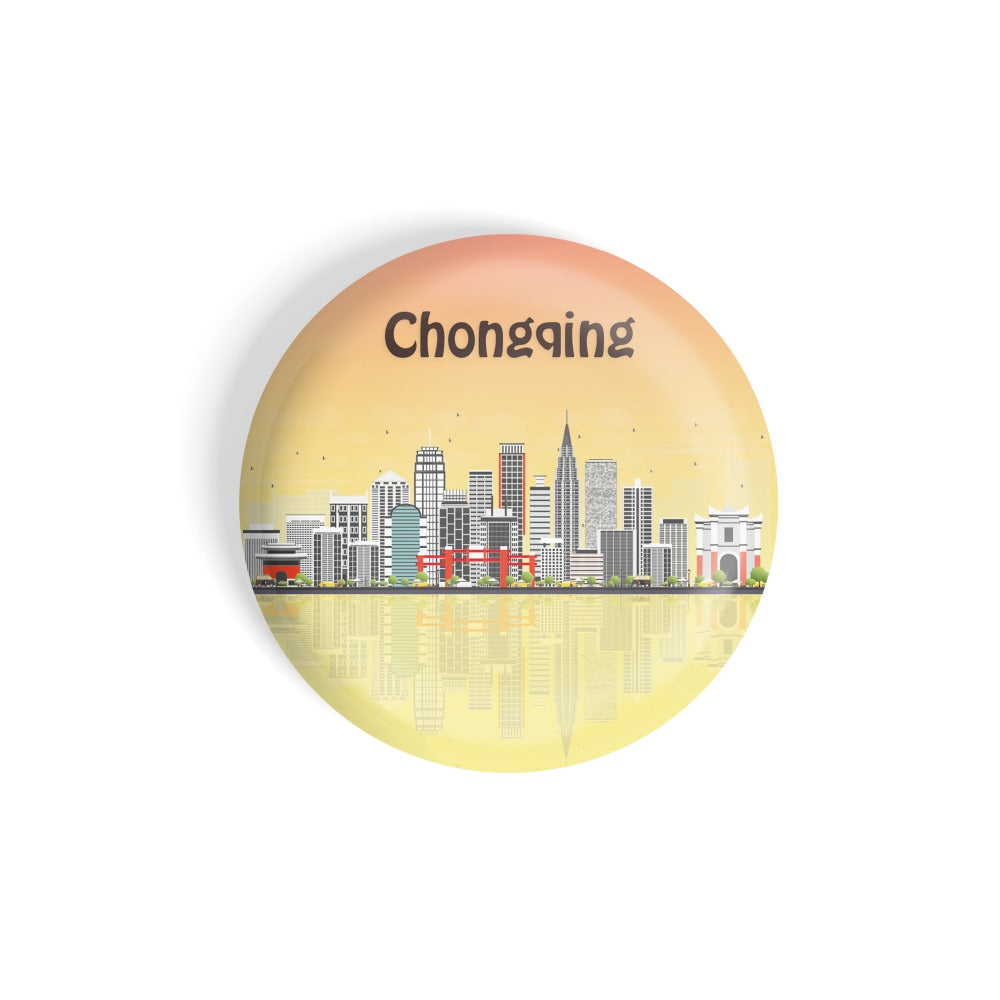 dhcrafts Round Fridge Magnet Multicolour Places Chongqing Municipality In China Glossy Finish Design Pack of 1 (58 mm)